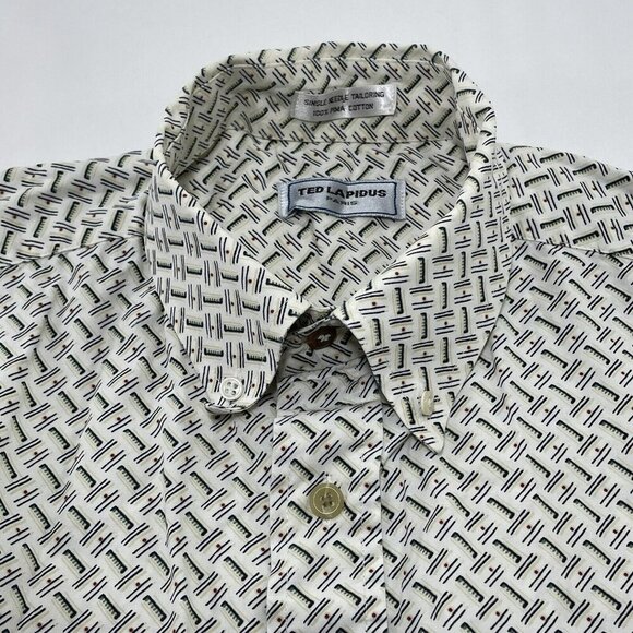 Ted Lapidus Button Dress Shirt Designer Men Size L Casual Workwear Preppy Modern - Picture 6 of 10